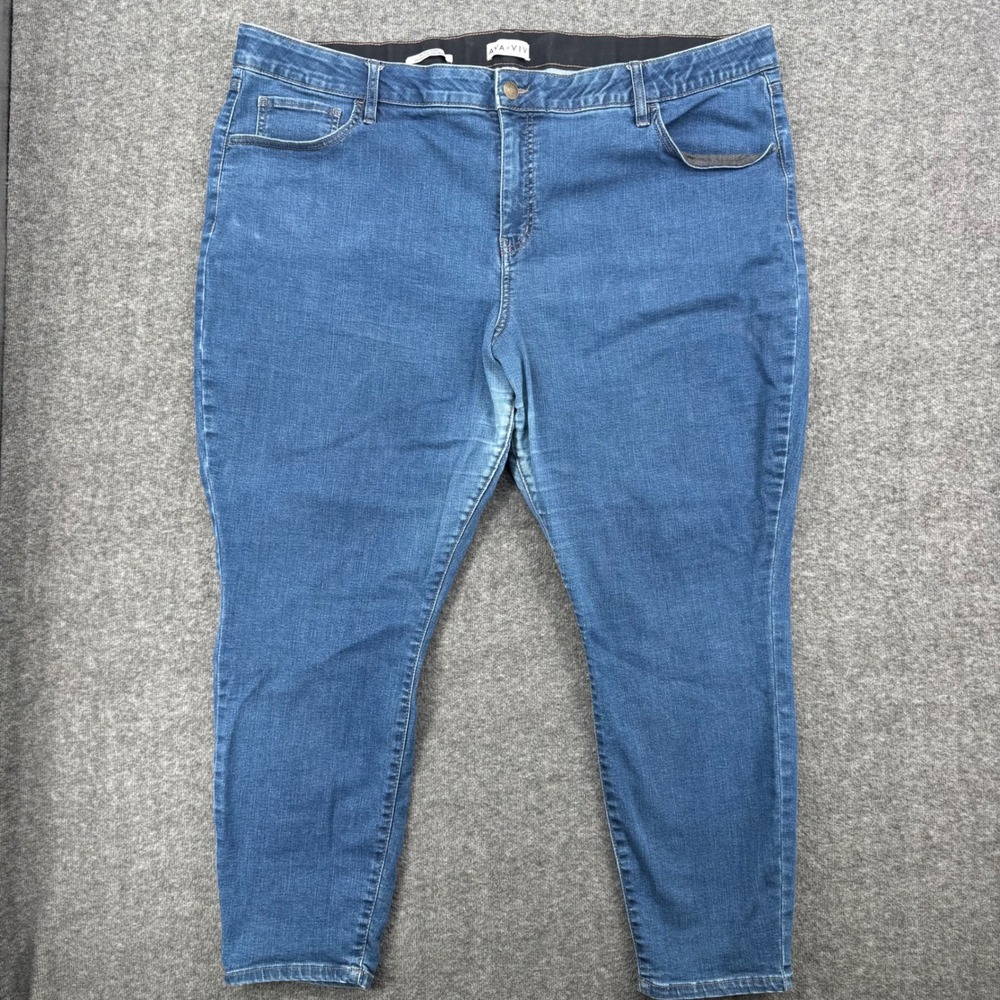 Ava & Viv Womens Plus Size 26 Mid Rise Skinny Jeans Medium Wash Blue Denim